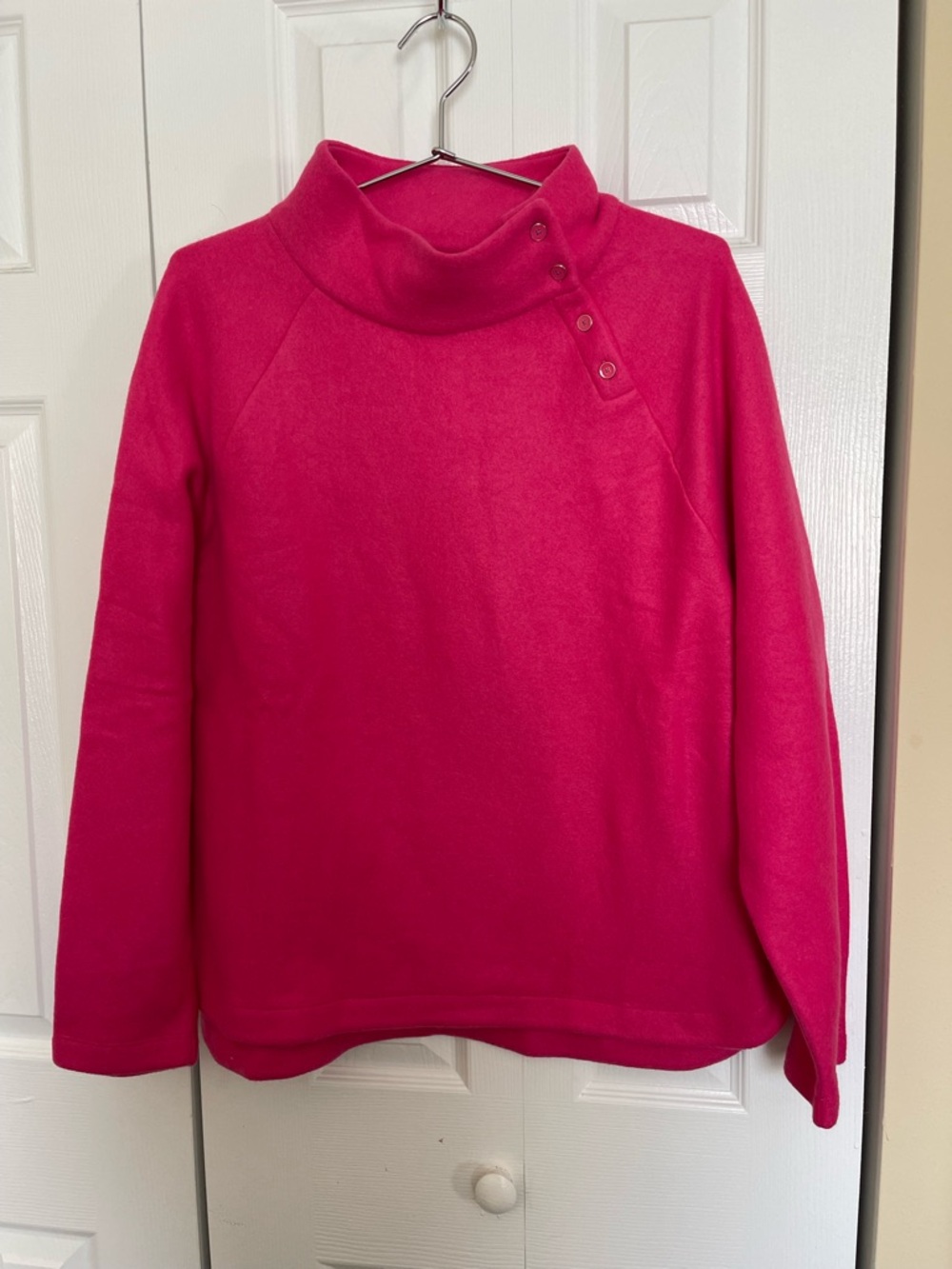 Talbots Fuchsia Funnel Neck Pullover with Button Detail